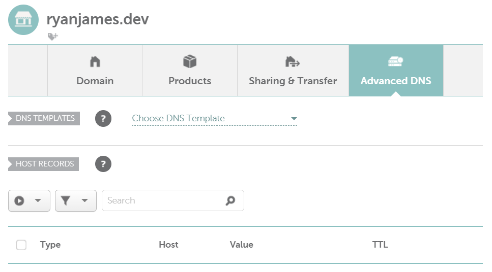 Screenshot of the Namecheap DNS control panel