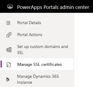 Screenshot of PowerApps Portals admin center