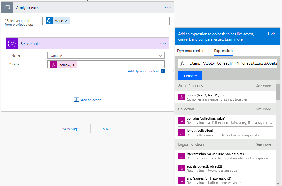 Screenshot of expression to get formatted value from response results